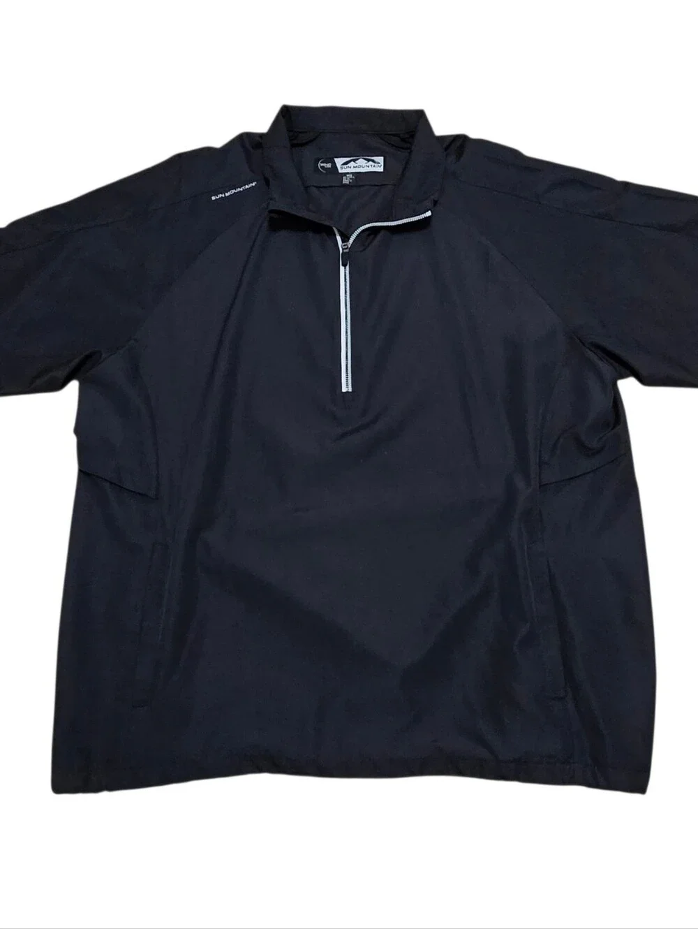 Sun Mountain Wind Wear Golf 1/4 Zip Windbreaker w/Pockets, Black, Men's L